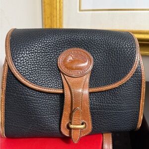 Dooney & Bourke Black and Tan Leather Messenger Bag